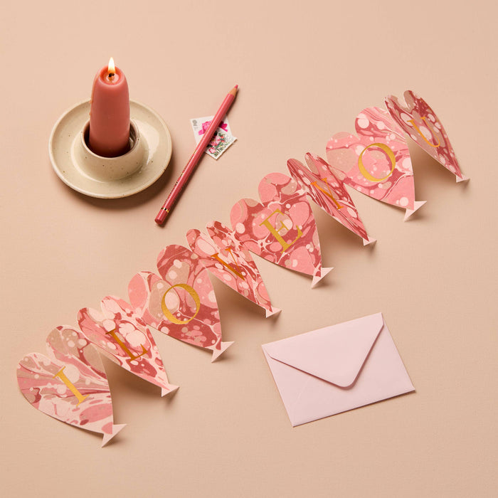 Heart Concertina 'I Love You' Mini Card