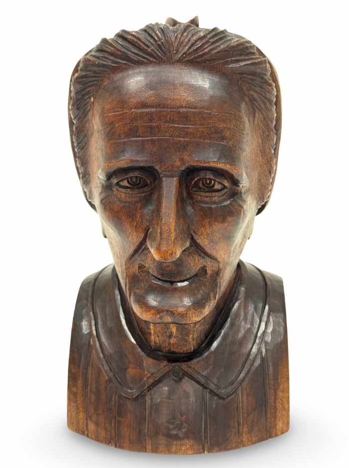 Vintage Hand-carved Female Bust by J. Alberdi