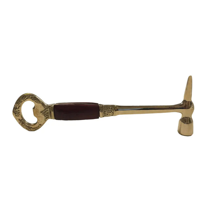 Brass Ice Hammer and Bottle Opener with Wood Handle