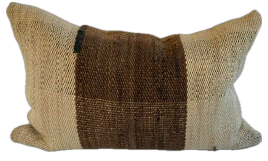 Makun Pillow Linneal Oatmeal/Mocca with Brown Stitch