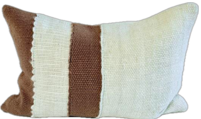 Makun Lazo Vertical Lumbar Pillow - Mocca/White