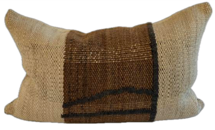 Makun Pillow Linneal Oatmeal/Mocca with Brown Stitch