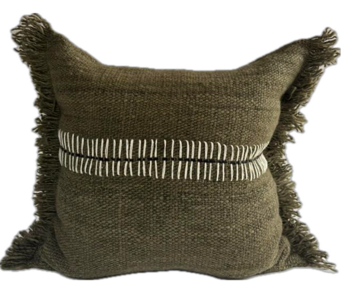 Makun Double Railroad Pillow- Pello Green/White
