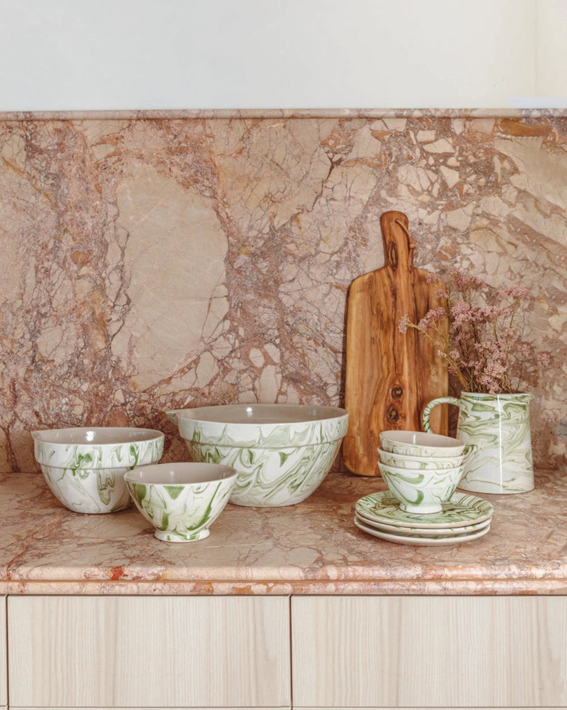 Set of Three Marbled Mixing Bowls