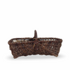 Antique French Curved Woven Basket with Handle