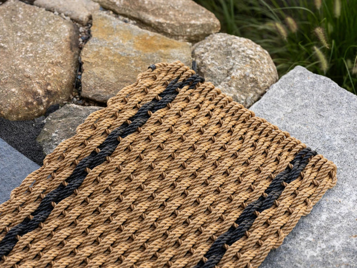 Wheat With Charcoal Stripes Rope Doormat