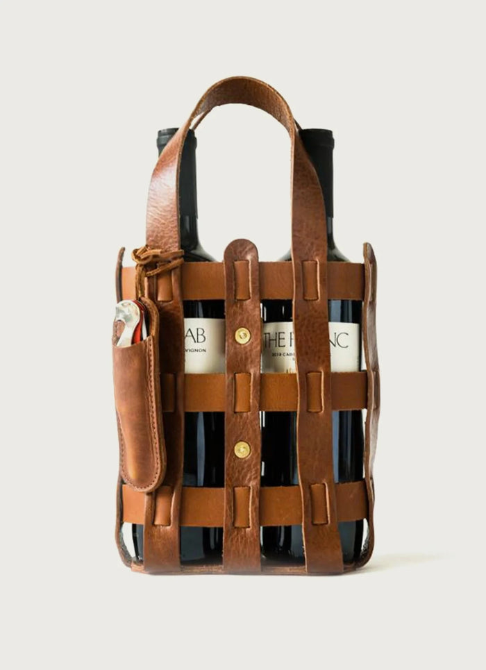 Leather Wine Tote