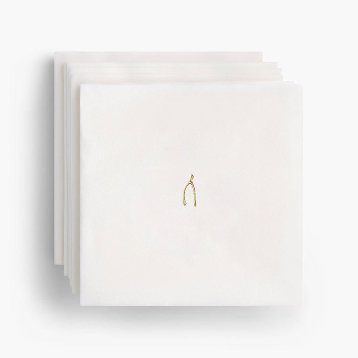 Wishbone Gold Foil Cocktail Napkin