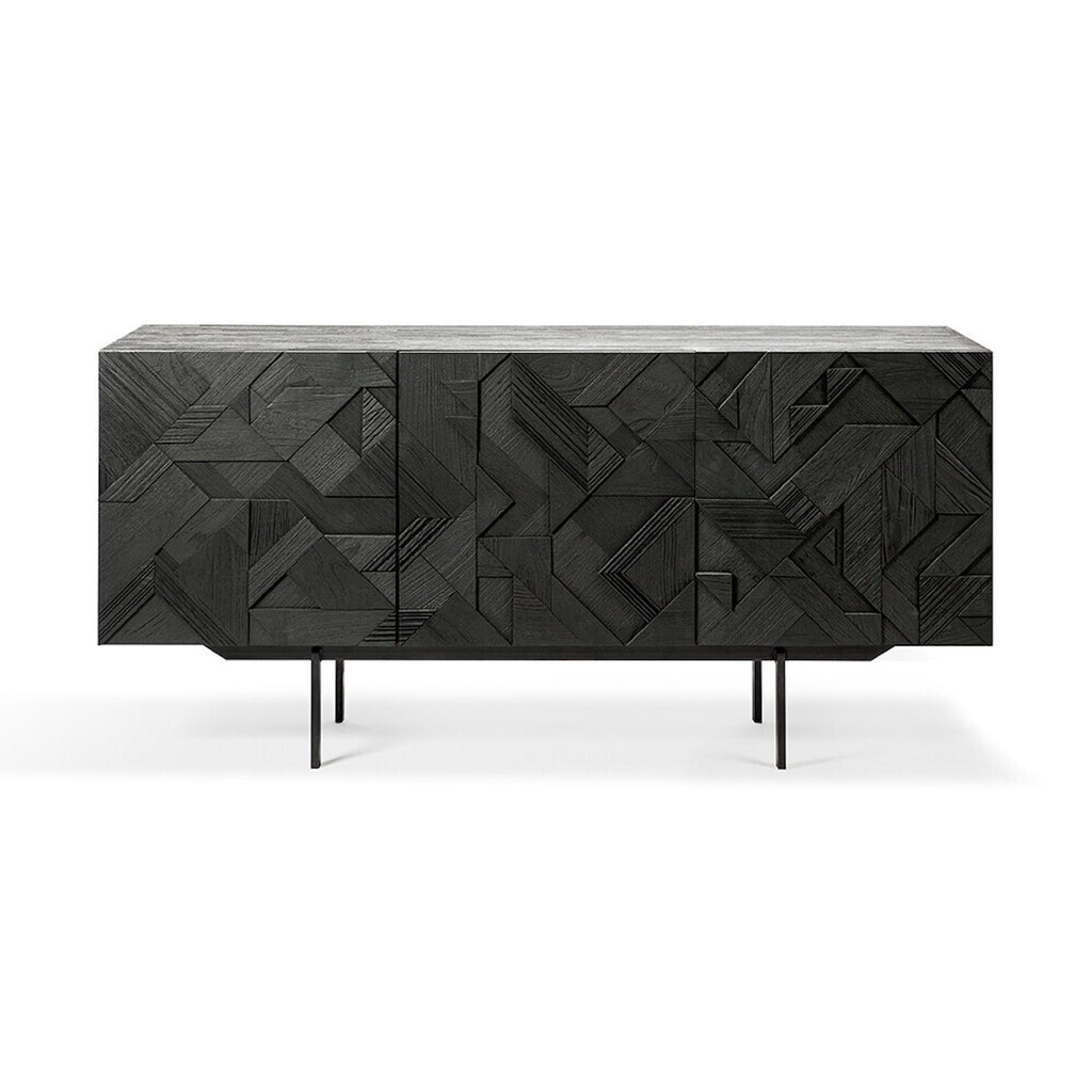 Teak Graphic Back Sideboard - Varnished