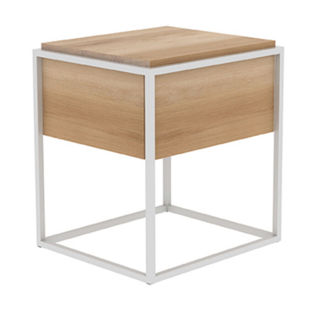 Oak Monolit Bedside Table - White Metal | Ethnicraft