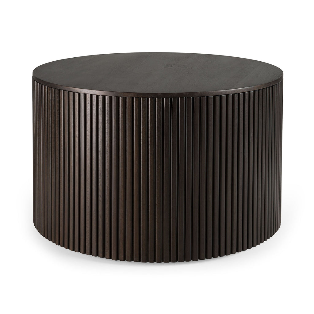 Mahogany Roller Max Dark Brown Round Coffee Table - Varnished | Ethnicraft
