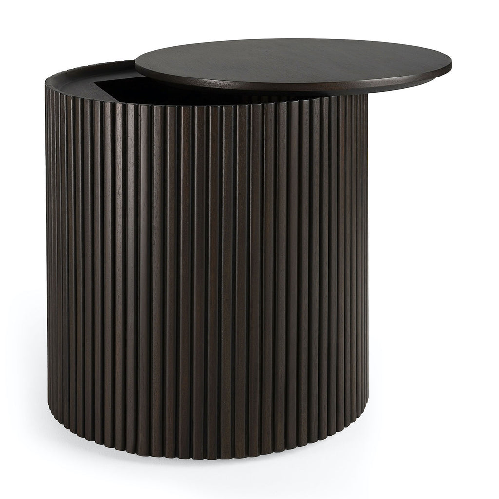 Mahogany Roller Max Dark Brown Round Side Table - Varnished | Ethnicraft