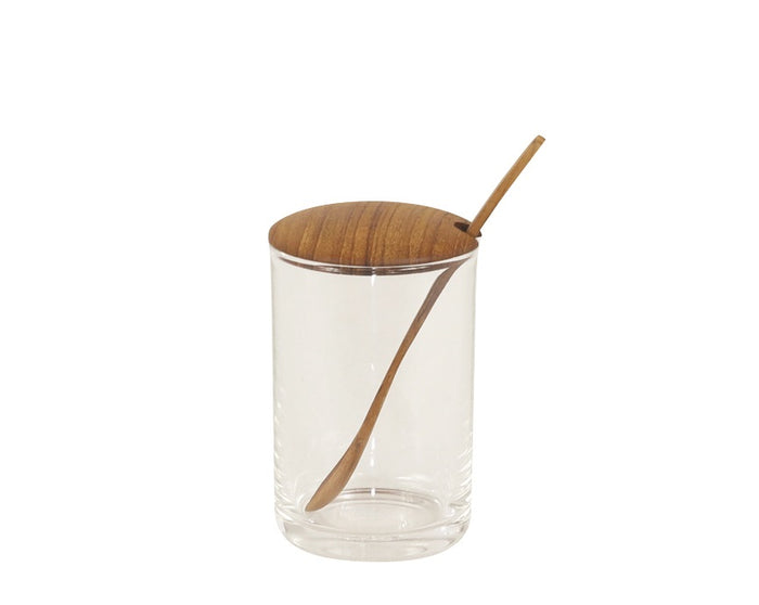 Teak and Glass Cellar with Spoon - Large