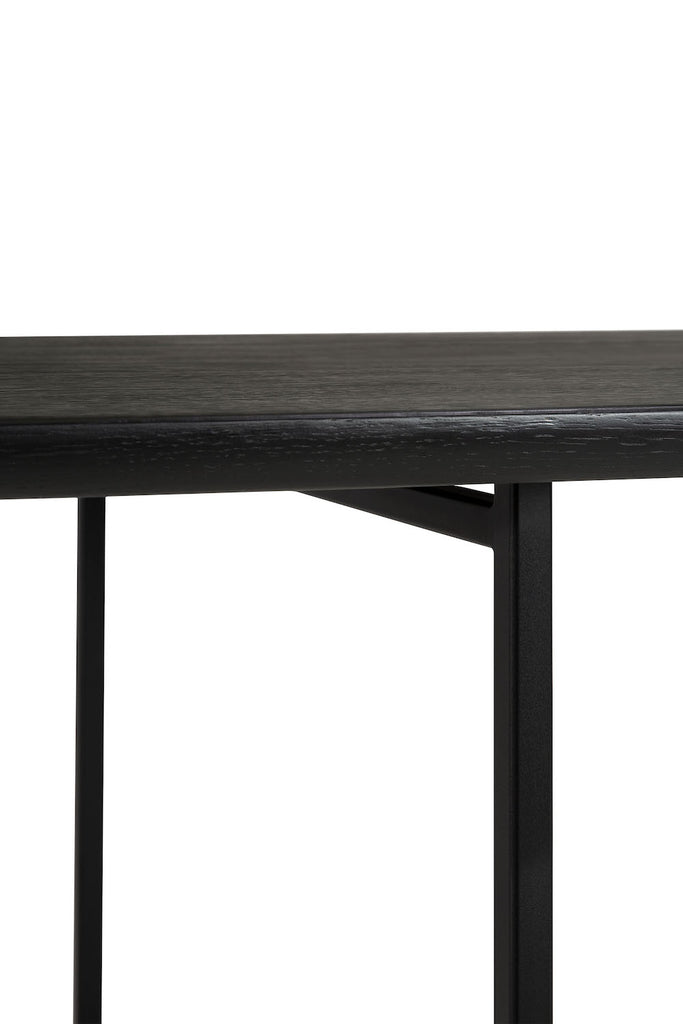 Oak Arc Black Dining Table - Varnished