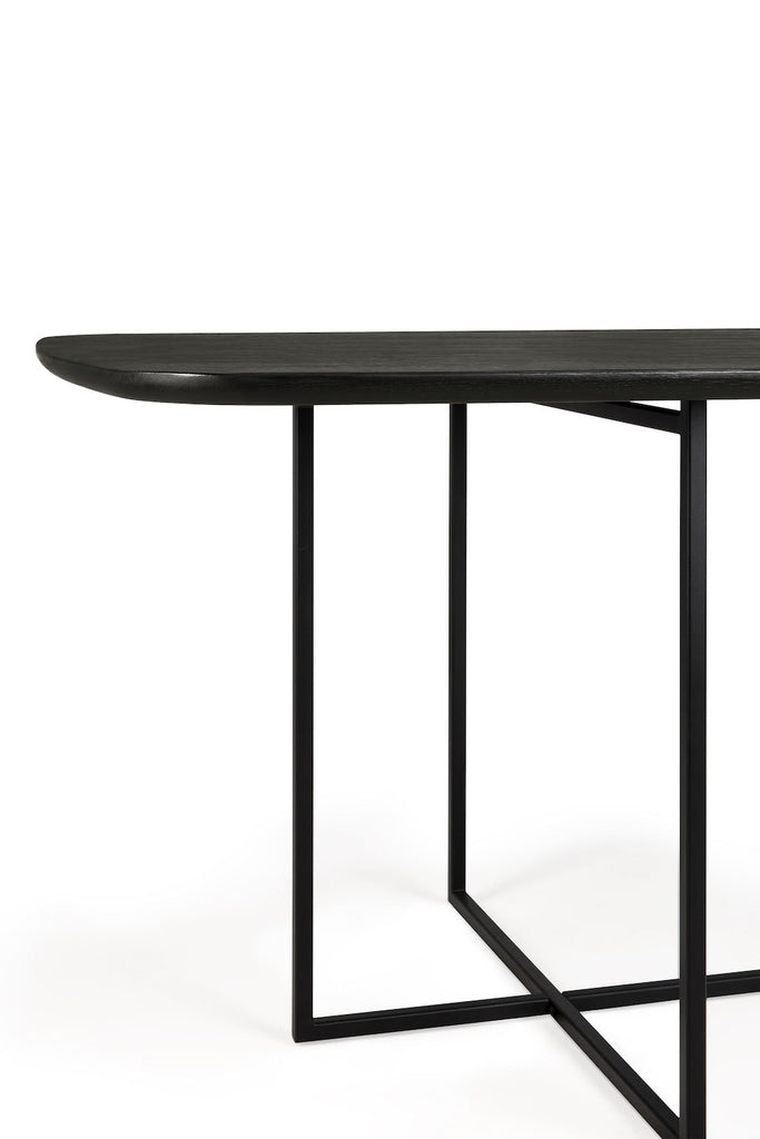 Oak Arc Black Dining Table - Varnished