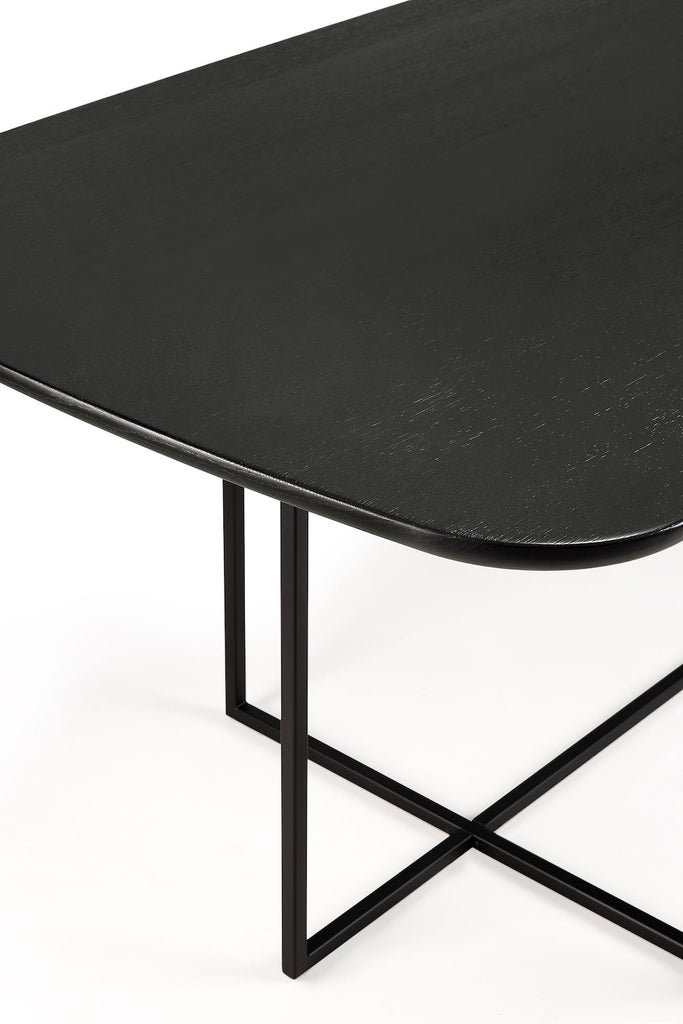 Oak Arc Black Dining Table - Varnished