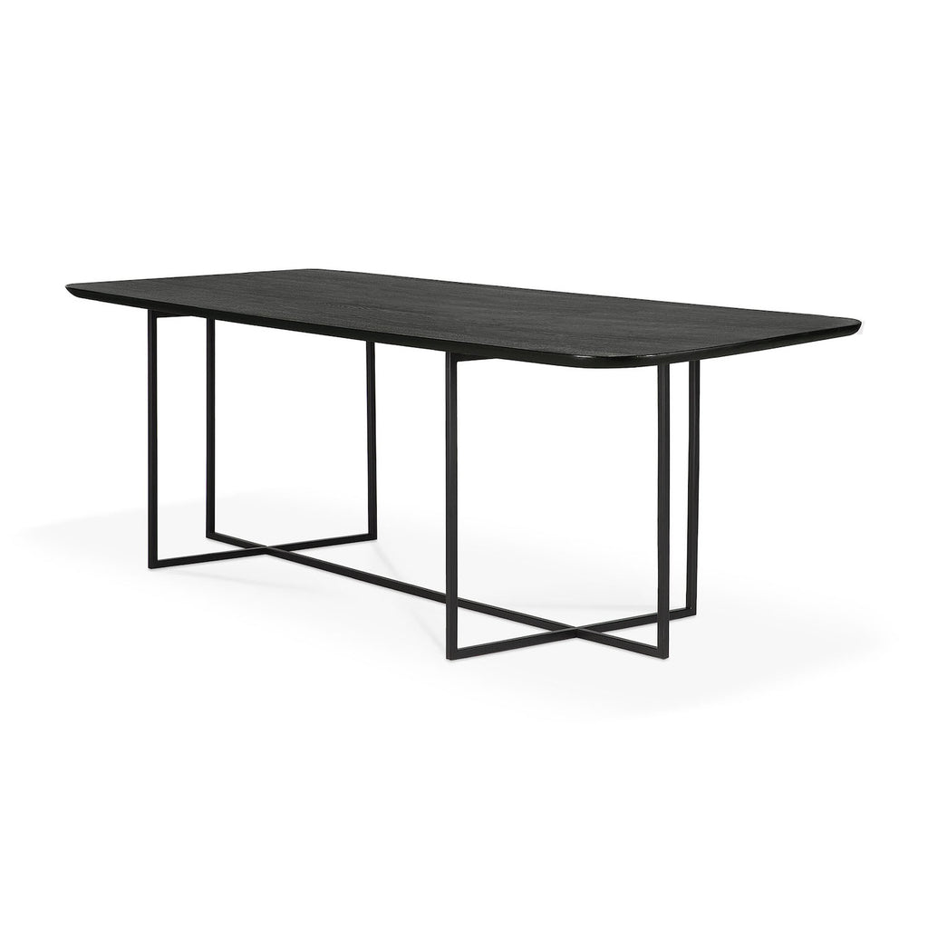 Oak Arc Black Dining Table - Varnished