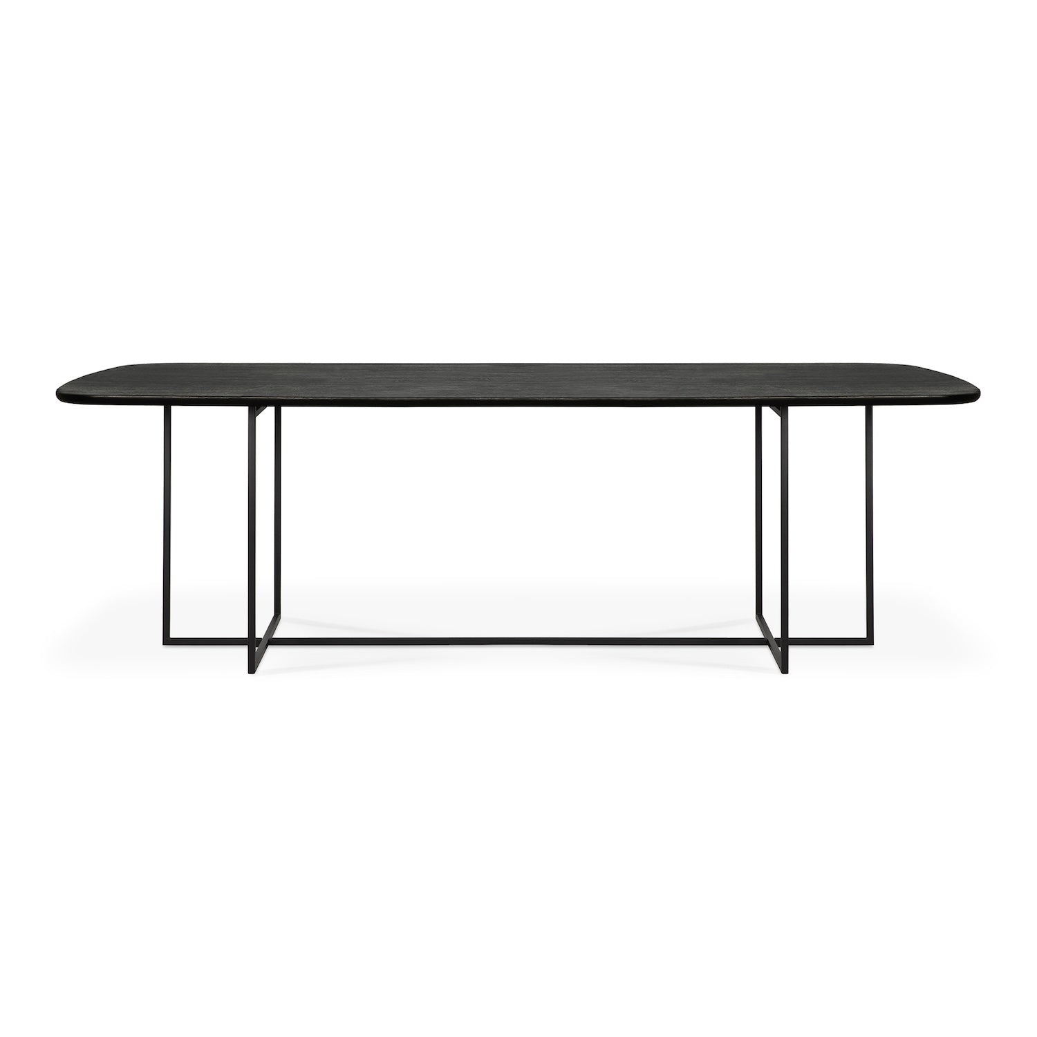 Oak Arc Black Dining Table - Varnished