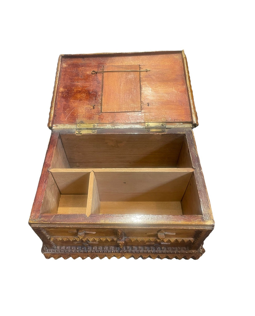 Antique Tramp Art Box With Frame