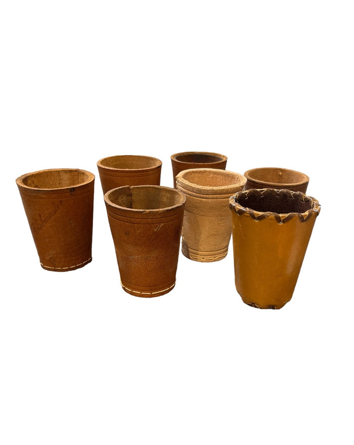 Set of Antique German Leather Dice Cups