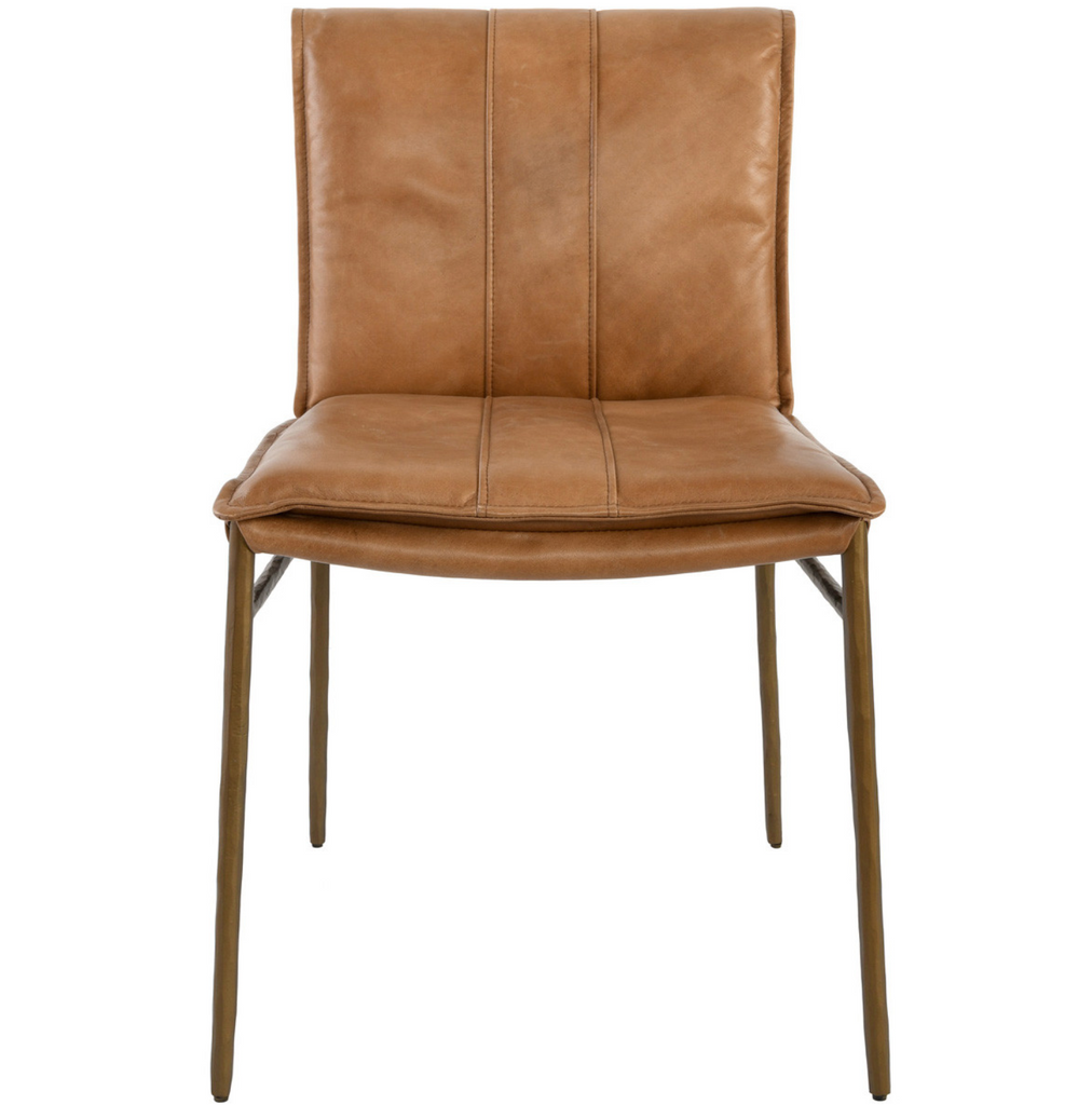Tan real leather dining discount chairs