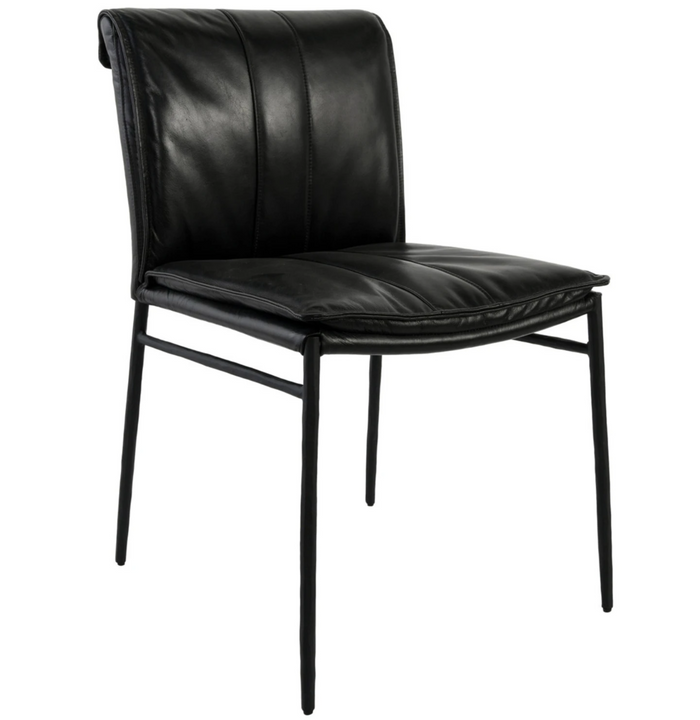 Henri Black Leather Dining Chair