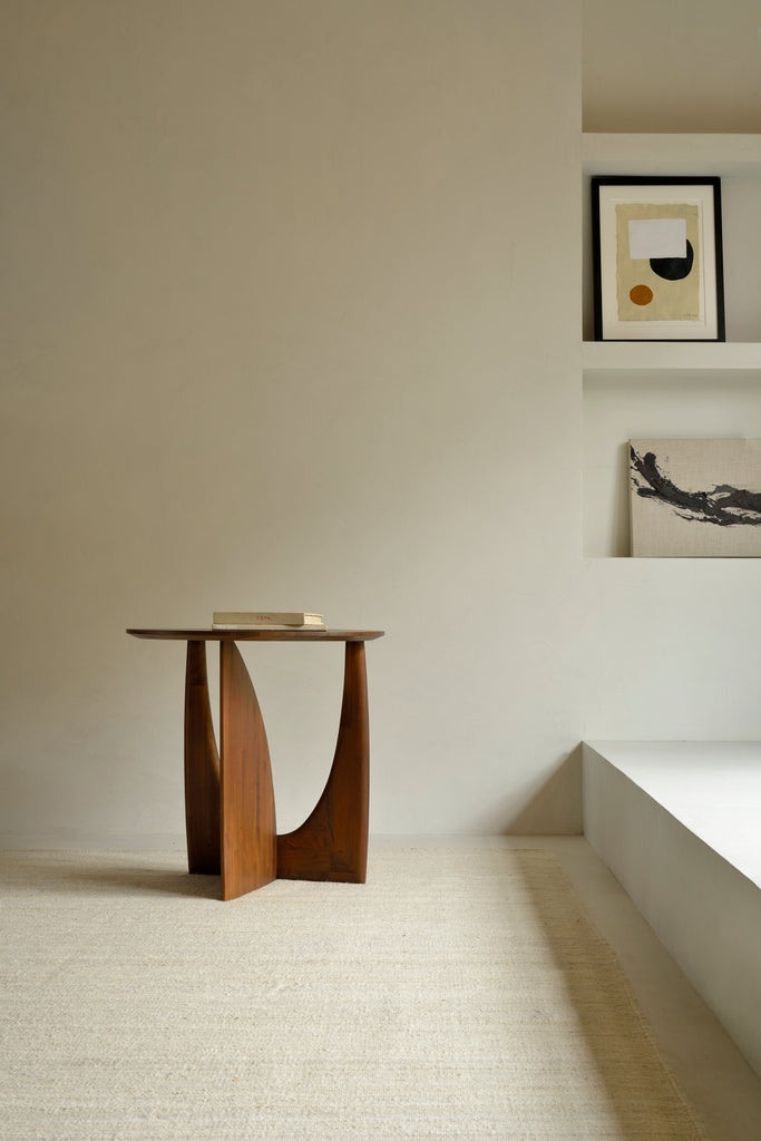 Teak Geometric Brown Side Table - Varnished | Ethnicraft