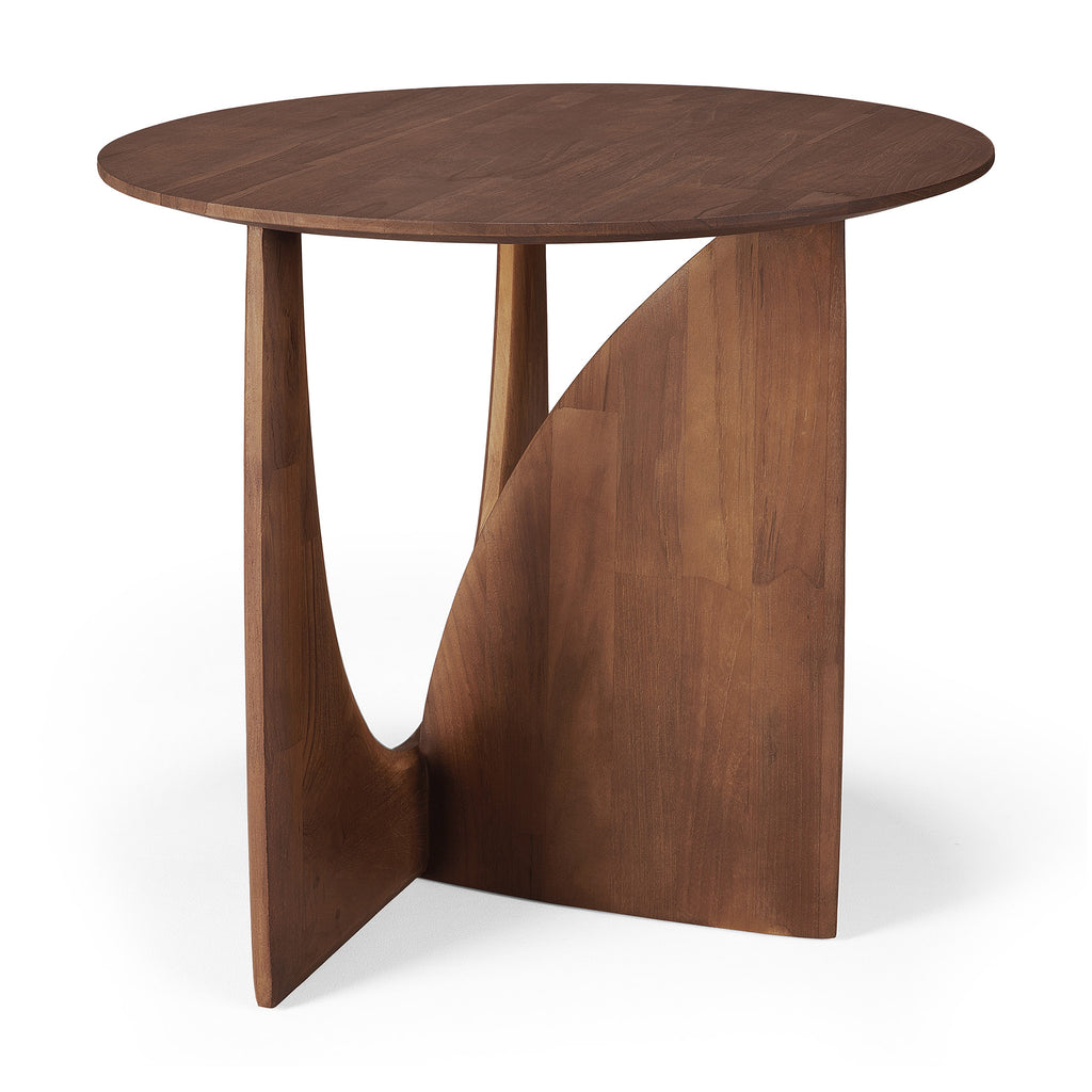 Teak Geometric Brown Side Table - Varnished | Ethnicraft