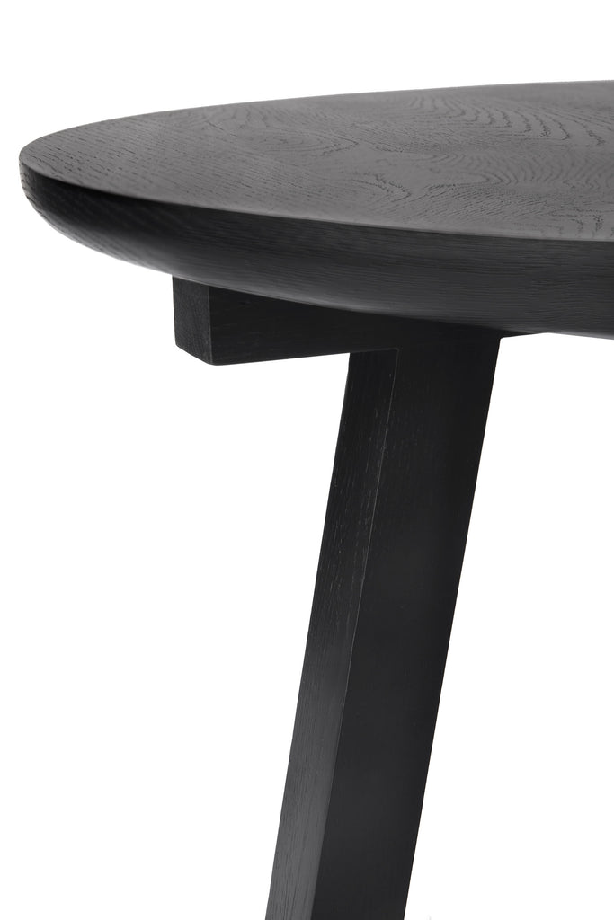 Oak Tripod Black Side Table - Varnished
