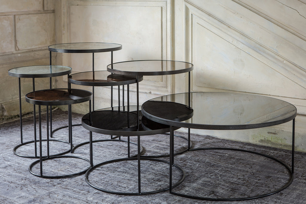 Bronze Glass Round Side Table Set (2), Eichholtz Hoxton