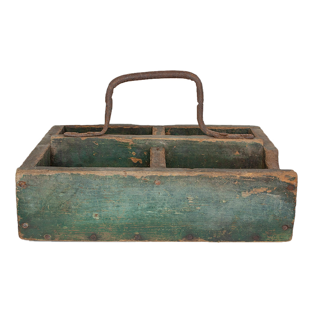 Table Caddy with Divider in Antique Tin Finish